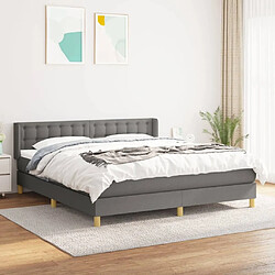 Maison Chic Lit adulte- Lit + matelas,Sommier à lattes de lit avec matelas Gris foncé 180x200cm Tissu -GKD13187