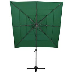 Helloshop26 Parasol mobilier de jardin à 4 niveau x avec mât en aluminium 250 x 250 cm vert 02_0008798