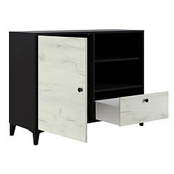 Avis Pegane Buffet en mélamine coloris noir et blanc - Longueur 110 x profondeur 40 x hauteur 83 cm