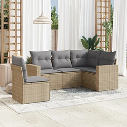 Maison Chic Salon de jardin avec coussins 5 pcs | Ensemble de Table et chaises | Mobilier d'Extérieur beige résine tressée -GKD38065