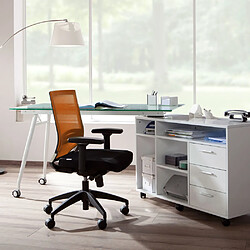 Hjh Office Siège de bureau / Fauteuil de direction PORTO BASE, assise tissu / dossier maille noir / orange pas cher