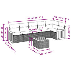 vidaXL Salon de jardin avec coussins 7 pcs gris résine tressée pas cher