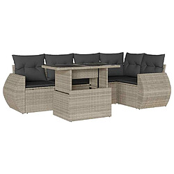 vidaXL Salon de jardin 6 pcs avec coussins gris clair résine tressée