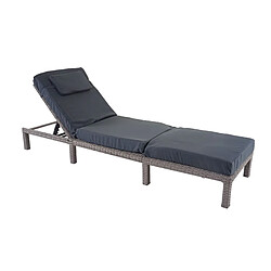 Decoshop26 Chaise longue premium épaisseur 10 cm relax bain de soleil en polyrotin gris coussin gris foncé 04_0004248