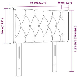 Acheter vidaXL Tête de lit avec oreilles Gris foncé 83x16x78/88 cm Velours