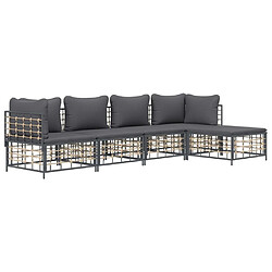 Avis Maison Chic Salon de jardin 5 pcs + coussins - Mobilier/Meubles de jardin - Table et chaises d'extérieur anthracite résine tressée -MN16960