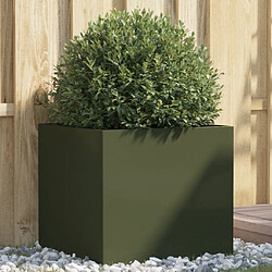 Maison Chic Jardinière,Bac à fleurs - pot de fleur vert olive 49x47x46 cm acier laminé à froid -GKD88234