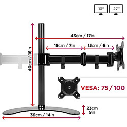 Avis Duronic DM25D2 Support Double 2 écrans PC sur Socle pour Bureau | Hauteur Ajustable | Rotatif/Inclinable/Pivotable | Compatibilité Universelle avec Moniteur d'Ordinateur VESA 75/100 | Socle inclus