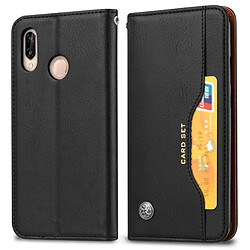 Wewoo Housse Coque Étui en cuir Flip à texture de peau horizontale pour Huawei Y6 2019 / Y6 Pro 2019 / Enjoy 9eavec cadre photo et supportporte-cartes et porte-cartes noir