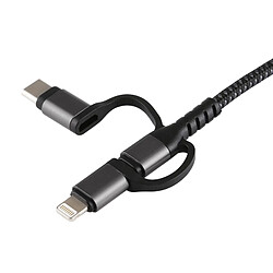 Avis Wewoo 3 en 1 micro USB + câble HDTV HDMI / USB-C / Type-C + iPhone Lightning vers noir