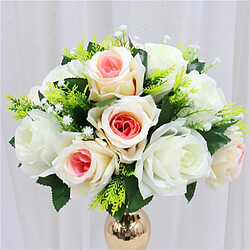 Avis 26cm Réaliste Artificielle Rose Fleurs Boule 15 Têtes Mariage Bouquet Décor Multi Couleur