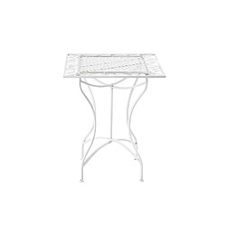 Decoshop26 Table de jardin terrasse balcon design rustique en fer forgé blanc 10_0003041