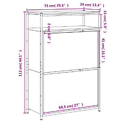 vidaXL Armoire à chaussures sonoma gris 75x34x112 cm bois d'ingénierie pas cher