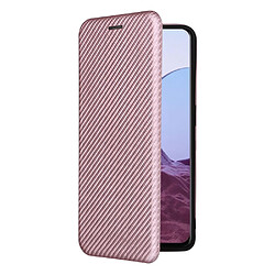 Coque en TPU + PU Texture en fibre de carbone, antichoc avec béquille en anneau et porte-carte, or rose pour votre OnePlus Nord N20 5G