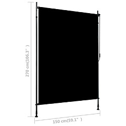 vidaXL Store roulant d'extérieur 150 x 270 cm Anthracite pas cher