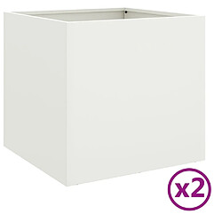 Maison Chic Lot de 2 Jardinières,Bac à fleurs - pot de fleur blanc 49x47x46 cm acier laminé à froid -GKD19066