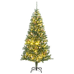 vidaXL Sapin de Noël artificiel 300 LED&boules&neige floquée 180 cm