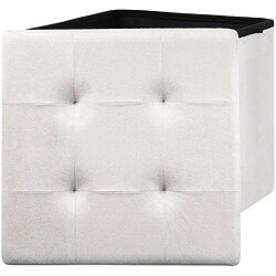 The Home Deco Factory Pouf coffre pliable en suédine assise capitonnée Beige. pas cher