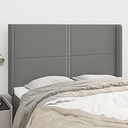 Maison Chic Tête de lit scandinave avec oreilles,meuble de chambre Gris foncé 147x16x118/128 cm Tissu -MN70437