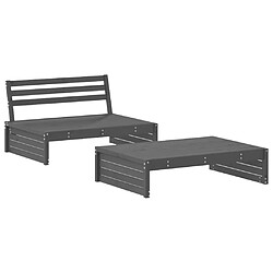 vidaXL Salon de jardin 2 pcs gris bois massif de pin