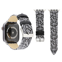 Wewoo Thorns Impression Bracelet de montre en cuir véritable pour Apple Watch série 4 44 mm gris noir