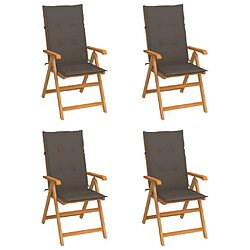 Maison Chic Lot de 4 Chaises de jardin,Fauteuil d'extérieur avec coussins taupe Bois de teck massif -MN60915