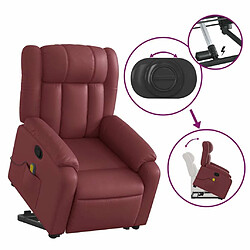 Maison Chic Fauteuil Relax pour salon, Fauteuil inclinable de massage Rouge bordeaux Similicuir -GKD61429 pas cher