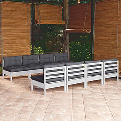 vidaXL Salon de jardin 9 pcs avec coussins bois de pin massif