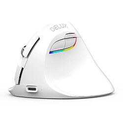 Universal Souris mini ergonomique, sans fil, verticale, blanche, Bluetooth, 2.4GHz, RGB, rechargeable, silencieuse, cliquant sur la souris de bureau.