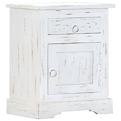 Helloshop26 Table de nuit chevet commode armoire meuble chambre blanc 40 x 30 x 50 cm bois de manguier massif 1402133