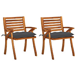 vidaXL Chaises à manger de jardin avec coussins lot de 2 Acacia massif