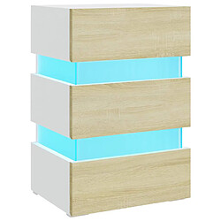 vidaXL Table de chevet à LED Blanc et chêne sonoma 45x35x67 cm