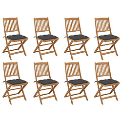 vidaXL Chaises pliables d'extérieur et coussins lot de 8 Bois d'acacia 