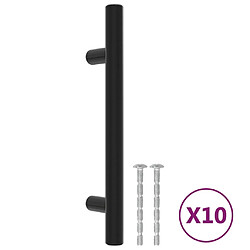 vidaXL Poignées d'armoire 10 pcs noir 96 mm acier inoxydable