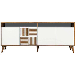 Hanah Home Buffet en aggloméré 4 portes Milan noyer et blanc.