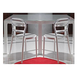 Inside 75 Lot de 4 chaises design DEJAVU en polycarbonate transparent et blanc