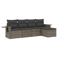 Maison Chic Ensemble de 5 Tables et chaises d'extérieur avec coussins,Salon de jardin gris résine tressée -GKD623672