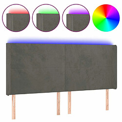 Maison Chic Tête de lit scandinave à LED,meuble de chambre Gris foncé 203x16x118/128 cm Velours -MN65055