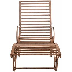 Decoshop26 Chaise longue pour jardin transat en métal marron vieilli MDJ10212