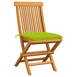 vidaXL Chaises de jardin avec coussins vert vif lot de 2 Bois de teck