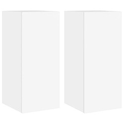 vidaXL Meubles TV muraux avec lumières LED 2 pcs blanc 30,5x35x70 cm