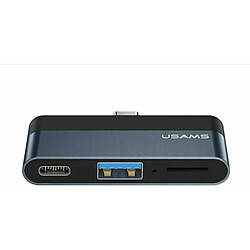 Usams Adaptateur Hub USB 3.0/USB-C/Micro SD Szary/Grey Sj491Hub01 (Us-Sj491)