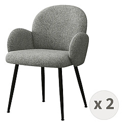 Moloo ALICE-Chaise en tissu bouclé Gris Cendré et pieds métal noir (x2)