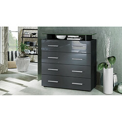 Mpc Commode Noir Mat Et Gris Laqué (lxhxp) : 76 X 81 X 35