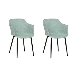 Beliani Chaise de salle à manger ELIM Set de 2 Tissu Vert menthe