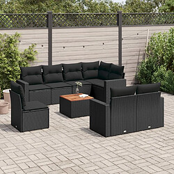 Maison Chic Salon de jardin 9 pcs avec coussins | Ensemble de Table et chaises | Mobilier d'Extérieur noir résine tressée -GKD87130