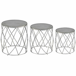 Paris Prix Lot de 3 Tabourets Design Ammy 51cm Argent