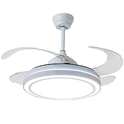 Ventilateur de plafond blanc QUEBEC, 4 pales rétractables, 72W LED 3000|4000|6000K, APP, H35xP.108/50cm