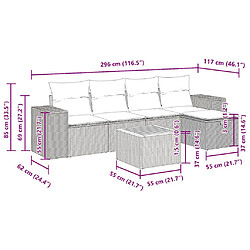 vidaXL Salon de jardin 6 pcs avec coussins noir résine tressée pas cher