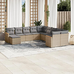 Maison Chic Salon de jardin 11 pcs avec coussins | Ensemble de Table et chaises | Mobilier d'Extérieur beige résine tressée -GKD78311